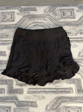 American Threads Black Ruffle Mini Skirt